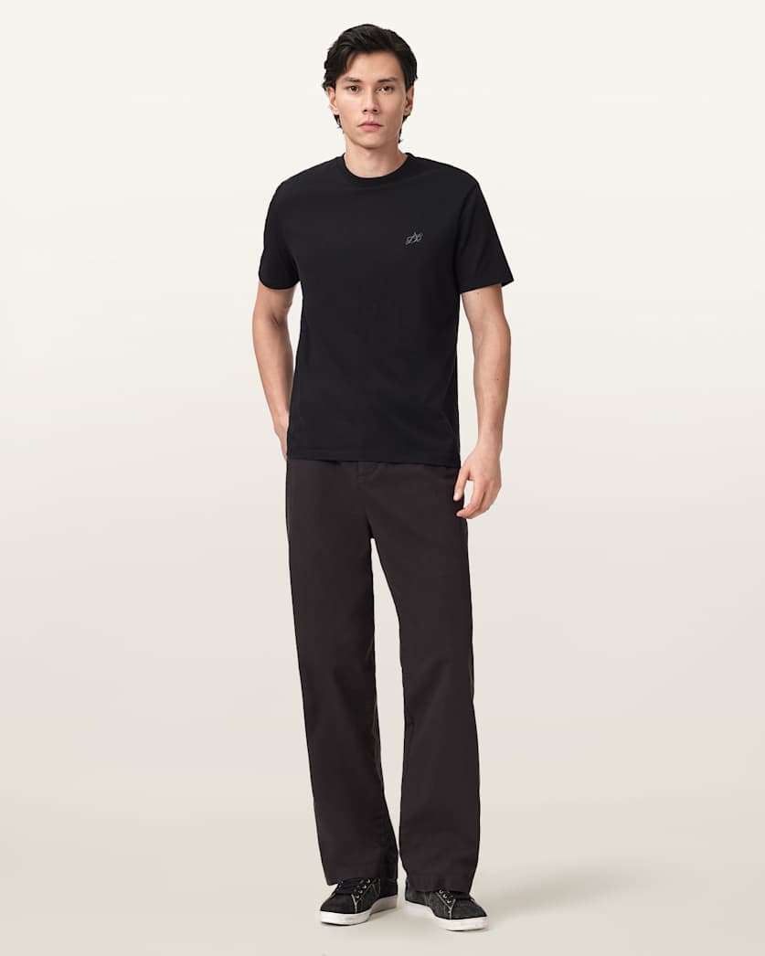 Cipher Embroidered Crew Neck T-Shirt Jet Black | ALLSAINTS